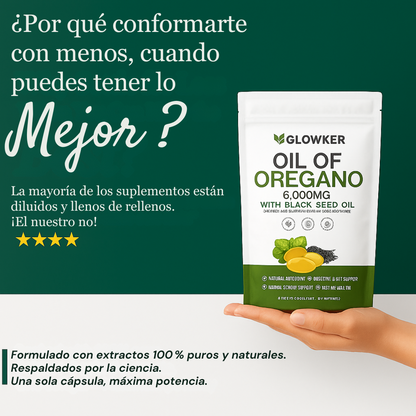 GLOWKER® Aceite de orégano con aceite de semilla negra