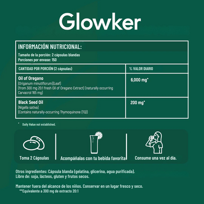 GLOWKER® Aceite de orégano con aceite de semilla negra